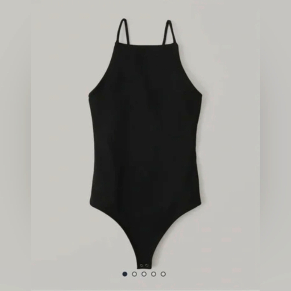 ‼️A&F M double-layer Seamless Boatneck Bodysuit Medium Black NWT